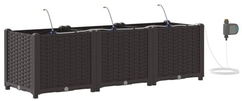 vidaXL Gartenpflanzer Braun 120 x 40 x 37.5 cm Stahl, Gartenpflanzer, modernes Design, robuster Behälter für Kräuter, Blumen, Gemüse, einfache Bewässerung.
