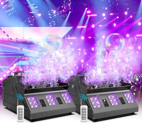 Smoke Machine, 2PC 1500W Bubble Machine with RGB Effects, DMX Control with Remote Control, Suitable for DJ, Disco, Halloween, Christmas, Party, Wedding