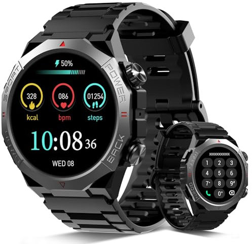 Militär Smartwatch Herren Damen, 1.39''HD Display Fitnessuhr für Outdoor, Herzfrequenz, Schlafmonitor, 110+ Sportmodi , IP68 Wasserdicht Sportuhr, 30 Tage Akkulaufzeit, Schrittzähler für Android iOS