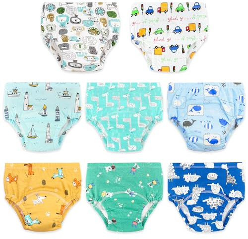 UNIFAMILY Culotte Apprentissage Propreté Garcon Lot de 8 Culotte d Apprentissage Enfant Garçon Coton Culotte Apprentissage Nuit pour Bébé 2-6 Ans