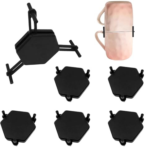 CAAGGMM Kaffeetassen Organizer, 6 Stück Tassenstapler, Tassen Organizer, Kaffeetassen Organizer und Aufbewahrung, Stapelbar Tassenaufbewahrung, für Becher, Teetassen und Kaffeetassen(Schwarz)