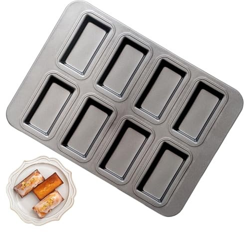 Dtaigou Molde para hornear brownies, molde pequeño para pan de carne | 8 cavidades antiadherentes para pan de carne y magdalenas, bandeja rectangular para brownies, tarta de queso, pastel de café