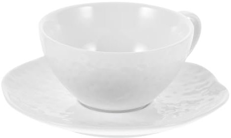 FUNOMOCYA Set Tazza da Caffè in Ceramica Bianca con Piattino, Design Elegante e Pratico per Casa e Colazione