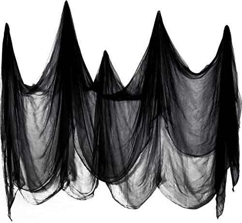 Boao Rotolo di panno di garza di Halloween per artigianato grande tessuto di garza di mussola di cotone per decorazioni per feste, nero, 29.92 x 590.55 Inch