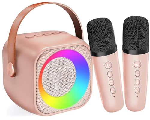 Machine de karaoké Bluetooth portable avec 2 microphones sans fil et lumières LED – Parfait pour les fêtes à la maison, les fêtes de Noël et les divertissements en famille