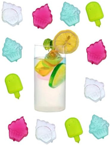 SUNLUX Cubetti Refrigeranti Riutilizzabili 60 Pezzi - Forma a Gelato - Ghiaccio Sintetico Colorato per Bevande, Cocktail, Lunch Box, Bambini e Feste