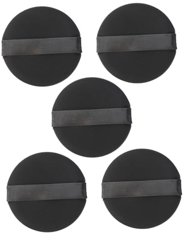 TOVINANNA Borlas De Polvo Negras 5 Piezas Esponjas Para Base De Maquillaje Sin Látex Profesionales Para Salón Hogar y Viajes