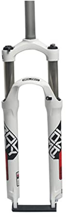Forcella ammortizzata MTB 26 27,5 29 pollici 100 mm di escursione Forcelle ammortizzate per mountain bike Regolazione del rimbalzo 1-1/8 28,6 mm Blocco manuale dritto (Colore: Bianco Rosso, Dimensioni