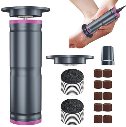 Râpe électrique pour callosités avec prise européenne + réglage de la vitesse en continu & rotation droite/gauche + alliage d'aluminium 850 tr/min + convient pour les peaux sèches et les soins des