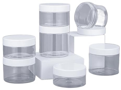 Pot vide en plastique for crème for le visage, 20 pièces, 250ml, 200ml, 150ml, 100ml, 50ml, bouteille de maquillage cosmétique, conteneur de stockage Transparent, voyage(White Lid,250ml)
