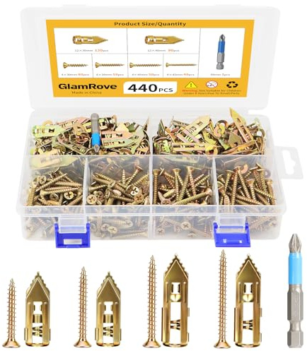 440 PCS Self Drilling Drywall Anchors with Screws Kit - 220 Metal Sheetrock Wall Anchors & 220 Zinc Expansion Drywall Screws,2025 Upgraded Zinc Plated Steel,No Drilling Required, Easy to Install
