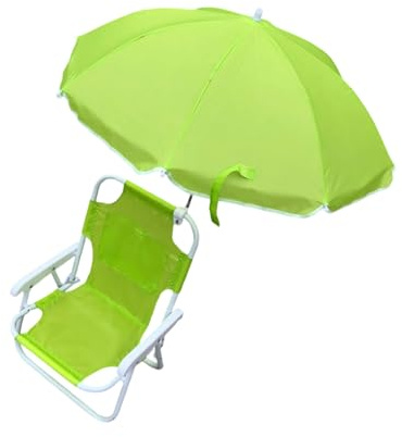 BUBEFSKD Chaise de plage pliable pour enfant avec protection solaire amovible Cadre en métal léger pour activités de plein air Chaise de plage portable pour enfants avec parasol