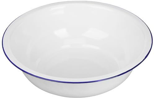 Garneck Palangana Grande de Esmalte Blanco Vintage Multifuncional Diseño Clásico para Lavar Frutas, Pan y Ensaladas, Fácil de Limpiar y Capacidad Amplia