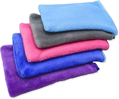 hankousi 5Pcs Microfiber Body Wash Mitts, Flannels Soft Shower Face Mitts Bath SPA Cloth Wash Body and Face Reusable Makeup Remover Mitt Gloves 5 Colours