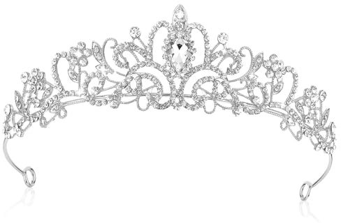 Krone Tiara,Prinzessin Tiara Kristall Strasskrone Prinzessinnenkrone Hochzeit Braut Strass Krone Diadem für Hochzeit Brautkrone Proms Pageants Geburtstag Party
