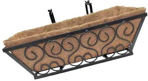 Elegante fioriera da parete in ferro battuto, resistente vaso da fiori per esterni, decorazione per balcone, giardino e patio, perfetto per la casa e per esposizioni floreali
