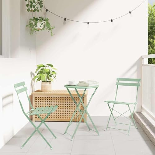 Ziaphsol Garten Klappstuhl 2er Set Grün, 42x46x82cm, robuster Stahl, wetterfest, für Balkon Terrasse, Bequeme Outdoor Stühle, einfache Montage