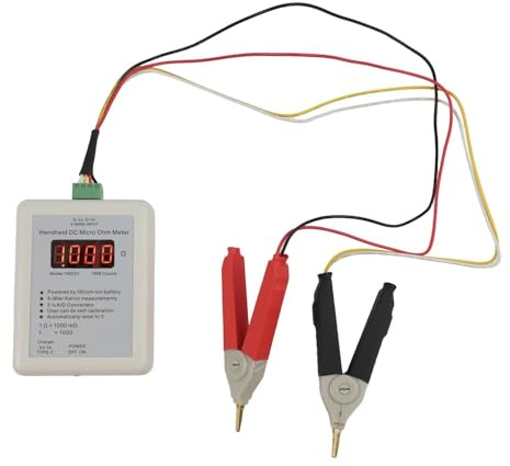 FACAIIO HOMEYMC01 - Medidor de miliohmios CC de mano, probador de baja resistencia Kelvin de 4 cables con pantalla digital 8888, bobinas de transformador, bobinas de motor y