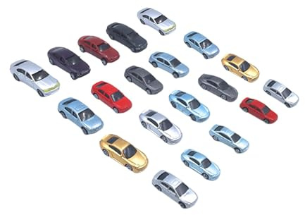 Fenteer 20x Modellautos, Sandtisch Automodelle, Bemalte Ornamente, Realistische Diecast-Miniaturfahrzeuge für Dioramen, Architektur und Landschaftsgestaltung, 1 87