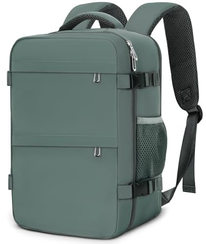 Cmezevi Mochila Viaje Cabina Avion 40x30x20, Mochila de Cabina para Ryanair, Maletas de Viaje Cabina, Travel Backpack, Mochila Portatil Hombre Mujer, Equipaje de Mano Bolso Mochilas 24L - Verde