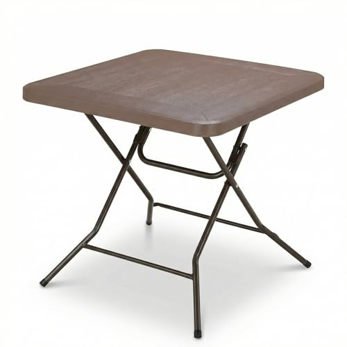 LIFERUN Gartentisch, Klapptisch Wetterfest et Stable, für Balkon & Terrasse | Balkontisch, Klein Esstisch 80x80x74cm, mit 4PCS Tischbeine, Pflegeleicht, Campingtisch Holz-Optik