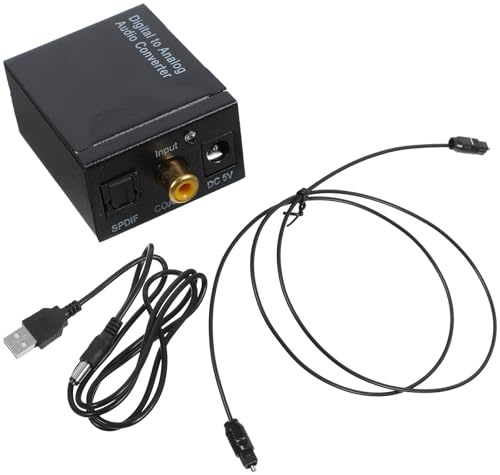 TEHAUX Digital Analog Audio Wandler Konverterbox mit USB Netzkabel und Glasfaserkabel Spdif Eingang L/r Stereo Ausgang 32 96 kHz für Heim Audio Zubehör