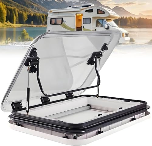 RV Caravan Roof Vent - Cut Out RV Caravan LED Skylight, Window Roof Top Vent with Sunshade, Anti-UV Roof Vent Hatch for Caravan Trailers