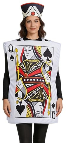 Spielkarten-Kostüm – Spielkarte mit Schultergurten mit Schlitzen, lustig und lustig, Hut, Zubehör für Rollenspiele, ideal für Kostümpartys, Maskerade, Rollenspiel, Karneval und so