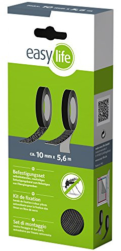 easy life Insektenschutz Befestigungs-Set für Fiberglas 560 cm in Anthrazit Klettband Klebeband für Fliegengaze