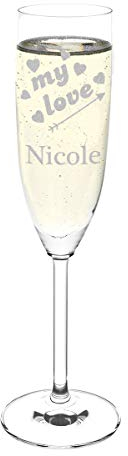 Leonardo - Bicchiere da spumante personalizzabile con incisione del nome, idea regalo per matrimonio, San Valentino