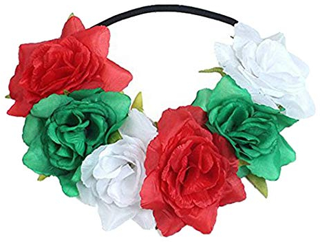 Cheerlife Blumen Stirnband Blumenhaarband Blumenkranz Blumenkrone Haarschmuck zum Weihnachten Halloween Festival Party Kopfschmuck für Damen Mädchen Rot-Weiß-Grün