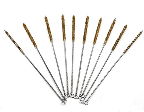 Chiloskit Reinigungsbürste aus Messing, 6 mm, flexible Borsten, Spule und Entlüftungsbürste, lange Trinkhalmbürste, Reinigungsbürste für Flaschen, Rohre, 10 Stück