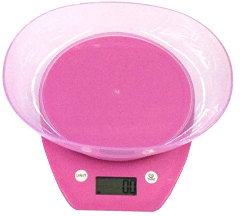 Bilancia Elettronica da Cucina con la Ciotola con la Cottura e, Digital grammo Scala 3000g X 0.1g, ad Alta precisione, Rosa