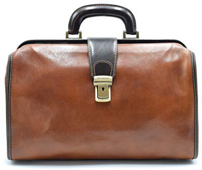 DD Firenze Leder Arzttaschen - D&D0205 Bicolor - Made in Italy (Honig - Dunkelbraun)