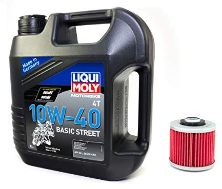 Motoröl Set mineralisch 10W40 4 Liter + Ölfilter HF145 für Derbi MZ/MUZ Sachs Yamaha 659 660 Baghira Mastiff Roadster BT MT-03 SR SZR TDM TRX TT XC