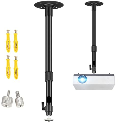 2-Be-Best Upgraded Projector Mount, Better Fixed Projector Ceiling Mount Projectors Wall Mounts with Extendable Length 14-24 in / 37-62 cm 360° Adjustable Projectors Mounts Black