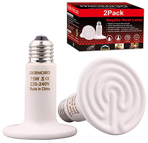 DERNORD Reptilien Wärmelampe Terrarium 150 Watt 2 Stück - Keramik Heizstrahler für Schildkröte Urzeitkrebse Spider Küken Schlangen Wachtel E27 Heizlampe Tiere
