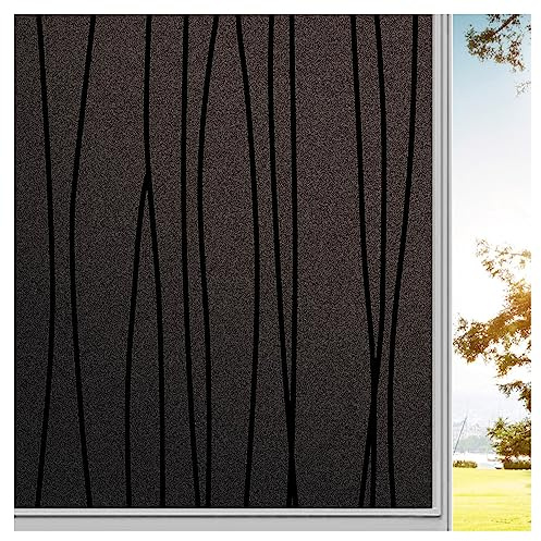 Finnez Fensterfolie Gegen Hitze Verdunkelungsfolie Abdunkeln Sichtschutzfolie Blickdicht Dekorfolie Statische Folie Mit Unregelmäßige Streifen Muster 60 X 300 cm Schwarz