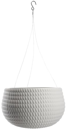 KADAX Hängkruka, blomampel med kedja och krok, hängande växtkruka för rankblommor, ytterkruka med insats, växtskydd för inomhus- och utomhusbruk (storlek Ø 32 cm, ljusgrå)