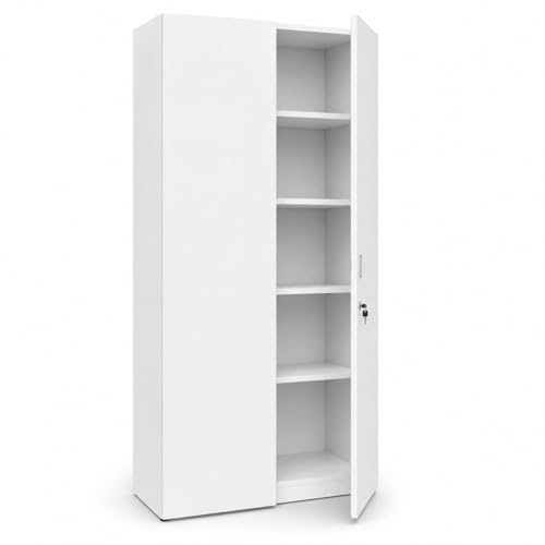 Genérico OFILIKE. Armario de Oficina Alto con Llave y 5 Estantes - Armario Archivador para Documentos, Hogar, Estudio y Garaje. 200x90x42 cm (Blanco)
