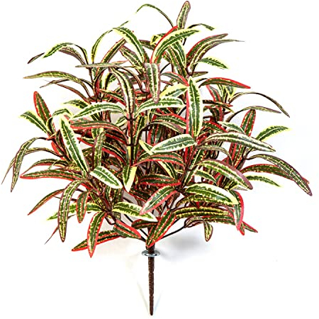 artplants.de Künstliche Grünlilie ANKAA auf Steckstab, grün-rot, 40cm - Grünpflanze künstlich