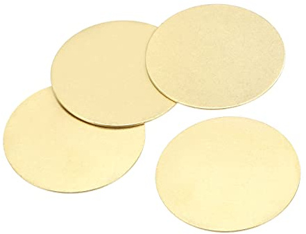sourcing map 4 Stück Messing Stanzrohling Runde DIY Tag Metall für Handwerk Anhänger Dekoration 40 mm x 0,8 mm