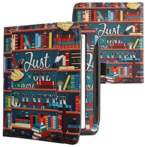 kwmobile Flip Hülle kompatibel mit Pocketbook Era/Era Color - Vorderfach Handschlaufe - Bibliothek Motto Mehrfarbig