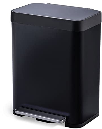 Home Zone Living 13 Gallonen Küchenabfalleimer, großer Edelstahl-Körper, 50 Liter Fassungsvermögen, mattschwarz, Virtuoso Serie