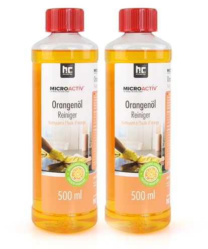 MICROACTIV Orangenöl Reiniger Konzentrat 2 x 500ml | Allzweckreiniger & Fettlöser mit frischem Orangenduft - Universalreiniger Made in Germany
