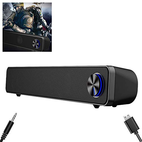 Haut-parleur barre de son PC pour ordinateur et ordinateur portable, 12 W, alimenté par USB - Conception intégrée légère et robuste Connexion filaire et sans fil Puissant son cristallin The New