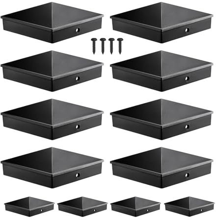 Threekia 4x4 Post Caps Black (Fits 3.5x3.5), ASA Material - UV, Fade & Crack Resistant, Fence & Deck Post Caps 4x4 (12 Pack), Long-Lasting Protection for Outdoor Wood Posts