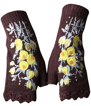 HANXIULIN Handschuhe Fingerlos mit Daumenloch Damen Wolle Pulswärmer mit Fingerdaumenloch Strickhandschuhe Winter Warmer Armstulpen