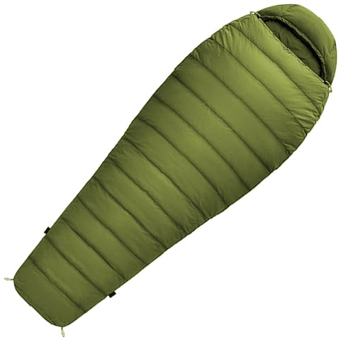 Mumienschlafsack Norskskin Ultralight 220 Grün Koppelbar Extrem - 6°C Schlafsack mit Kopfkissenfach (Reißverschluss Links)