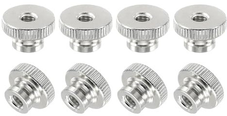 sourcing map Knurled Thumb Nuts, 8Pcs M6 Carbon Steel Nut High Head Through Hole, Silver
